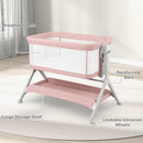 INFANS 5 in 1 Baby Bassinet, Upgraded Flat Rocking Bedside Sleeper with Wheels, Storage Basket, Travel Bag