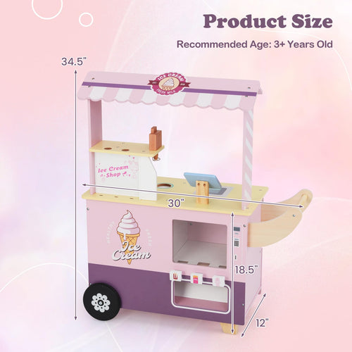 OLAKIDS Ice Cream Cart Grocery Store Marketplace Toy for Ages 3+