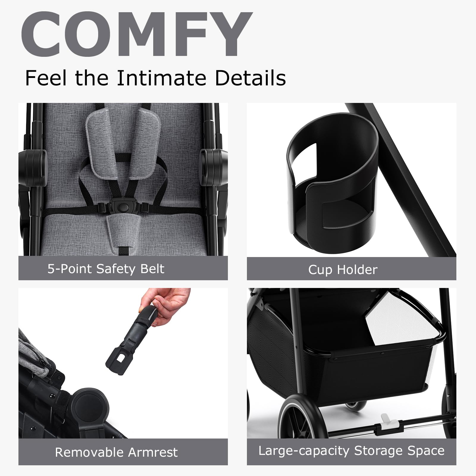 INFANS 2 in 1 Baby Stroller, High Landscape Infant Stroller & Reversible Bassinet Pram, Foldable Pushchair