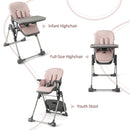 INFANS Baby High Chair, Convertible Quick Folding Portable Highchair with Adjustable Height Backrest Footrest