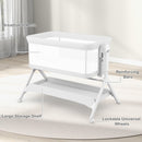 INFANS 5 in 1 Baby Bassinet, Upgraded Flat Rocking Bedside Sleeper with Wheels, Storage Basket, Travel Bag