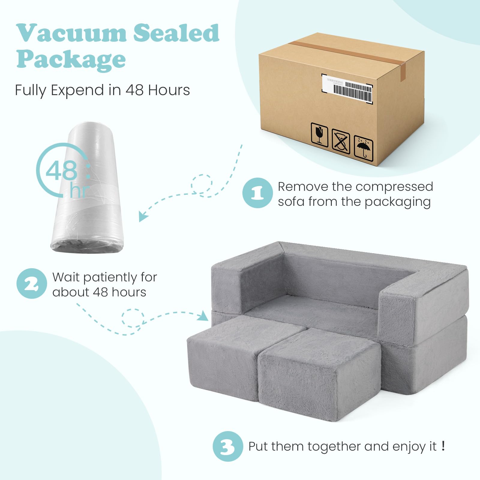 INFANS Modular Kids Play Couch, Toddler Sectional Fort Building Sofa