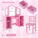OLAKIDS Kids Vanity, 2 in 1 Princess Makeup Desk and Chair Set