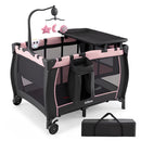 INFANS 3 in 1 Pack and Play, Portable Travel Baby Crib Bassinet with Detachable Mattress, Newborn Changing Table, Foldable Playpen