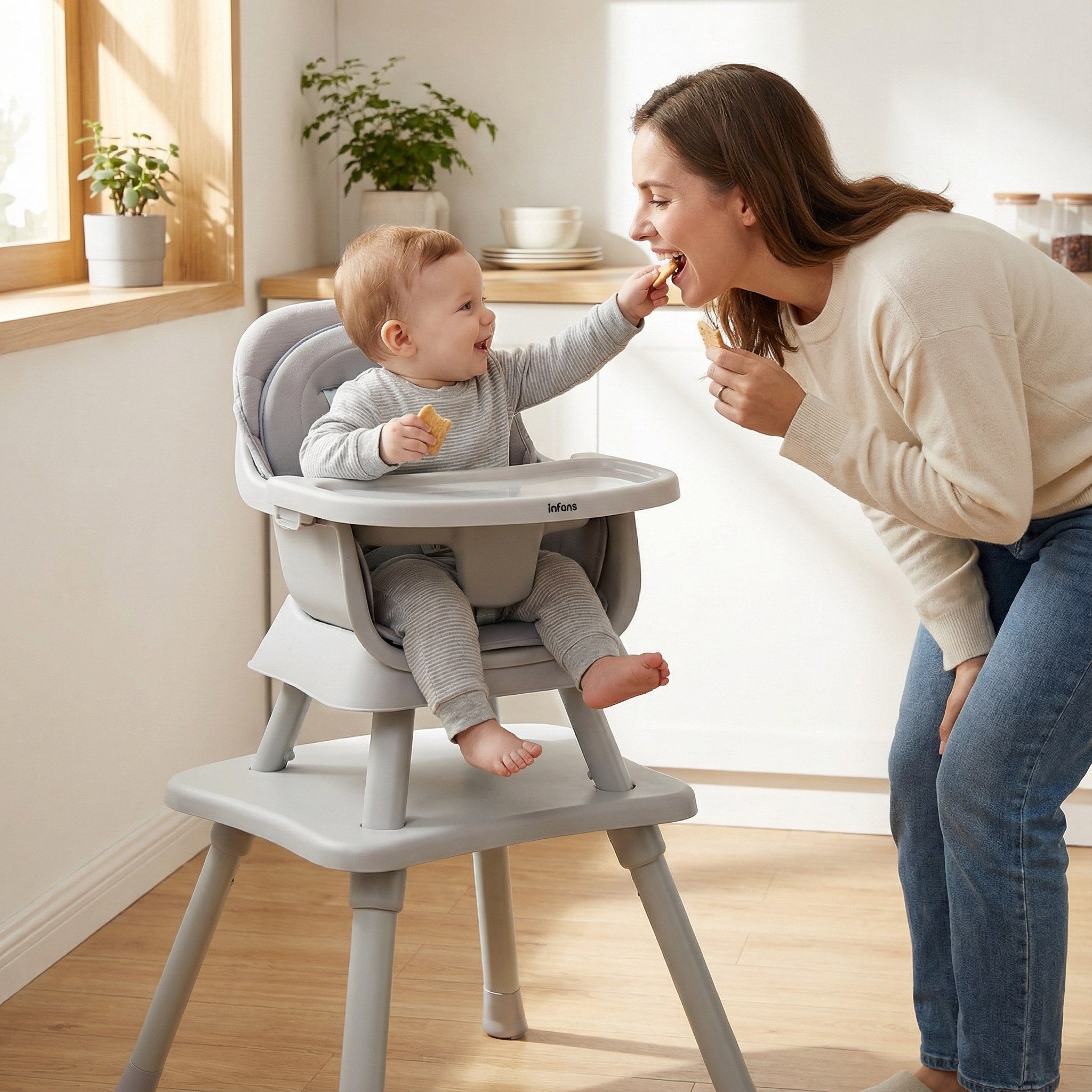 INFANS 8 in 1 Baby High Chair, Convertible Highchair for Babies and Toddlers, Infant Dining Booster Seat