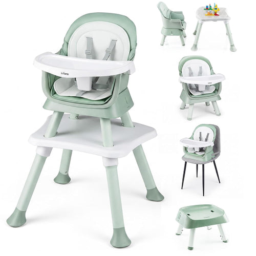 INFANS 8 in 1 Baby High Chair, Convertible Highchair for Babies and Toddlers, Infant Dining Booster Seat