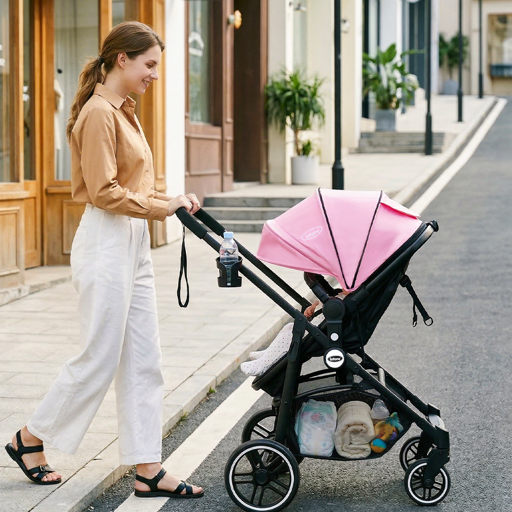 INFANS 2 in 1 Baby Stroller, High Landscape Infant Stroller & Reversible Bassinet Pram, Foldable Pushchair