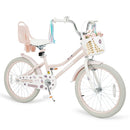 Olakids Girls Bike 12-18 Inch with Doll Seat Training Wheels Basket Dual Brakes, 20 Inch Without Training Wheels