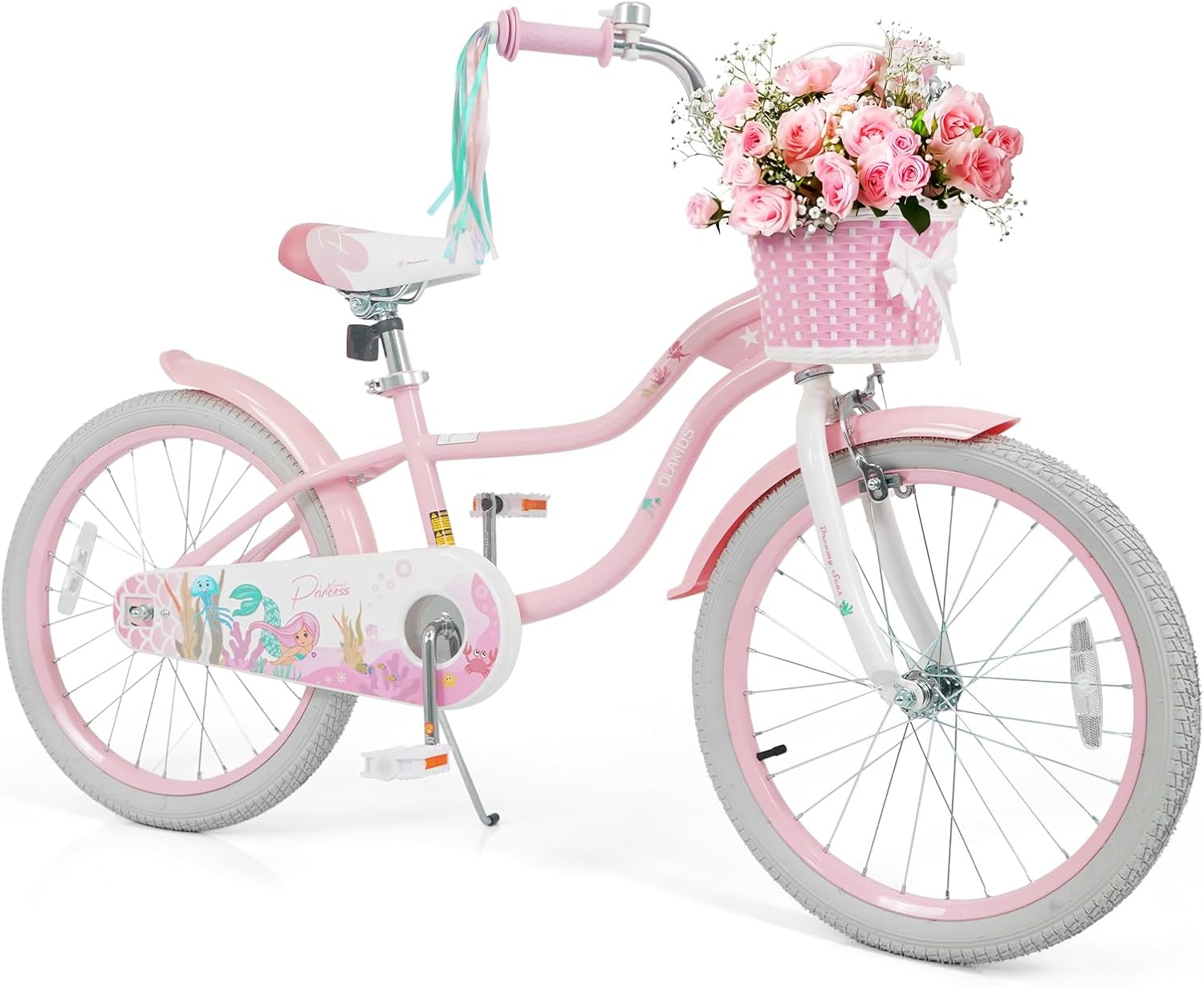 Olakids Kids Bike, 12 14 16 18 20 Inch Mermaid Theme Girls Bicycle with Training Wheels