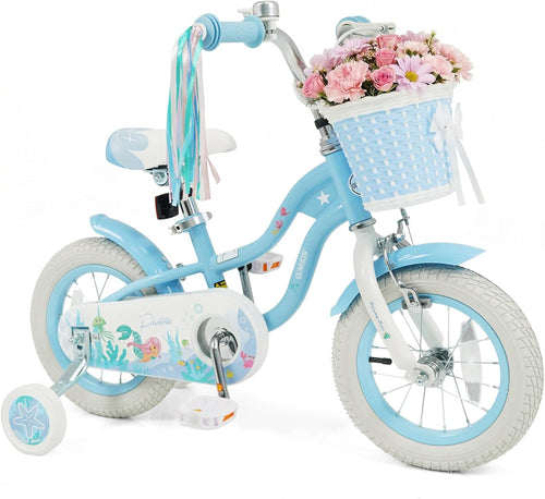 Olakids Kids Bike, 12 14 16 18 20 Inch Mermaid Theme Girls Bicycle with Training Wheels