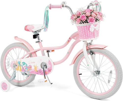 Olakids Kids Bike, 12 14 16 18 20 Inch Mermaid Theme Girls Bicycle with Training Wheels