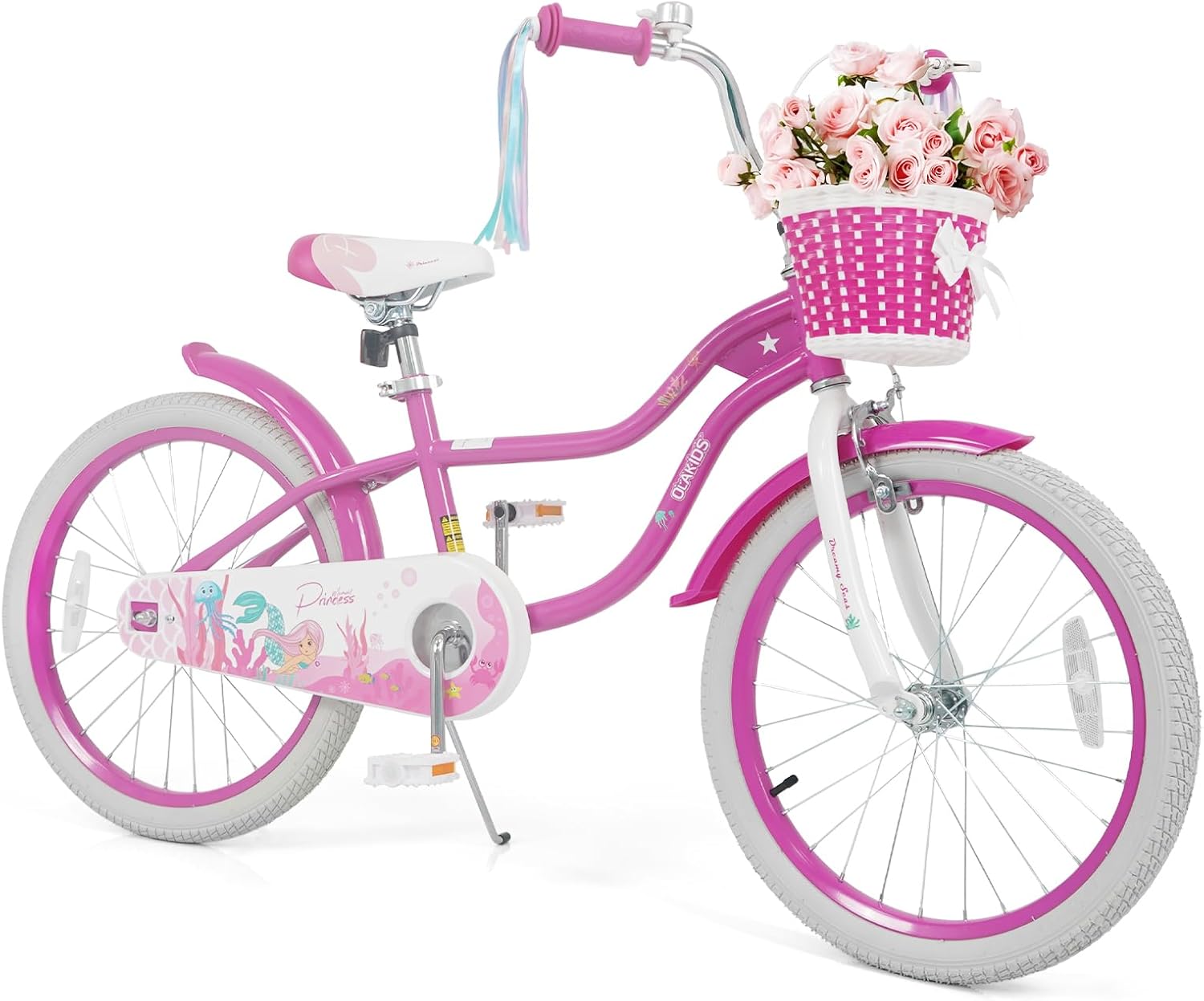 Olakids Kids Bike, 12 14 16 18 20 Inch Mermaid Theme Girls Bicycle with Training Wheels