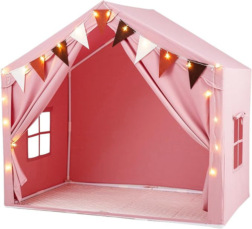 OLAKIDS Kids Play Tent with Mat & Star Lights, Indoor Playhouse for Toddler