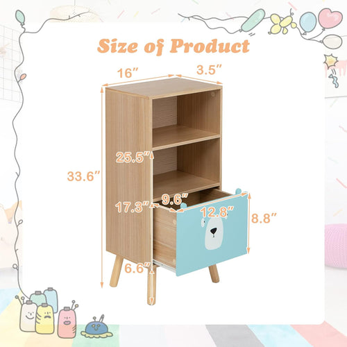 OLAKIDS Kids Bookcase Toy Storage Organizer Wooden Bookshelf for Toddlers Classroom Nursery Playroom