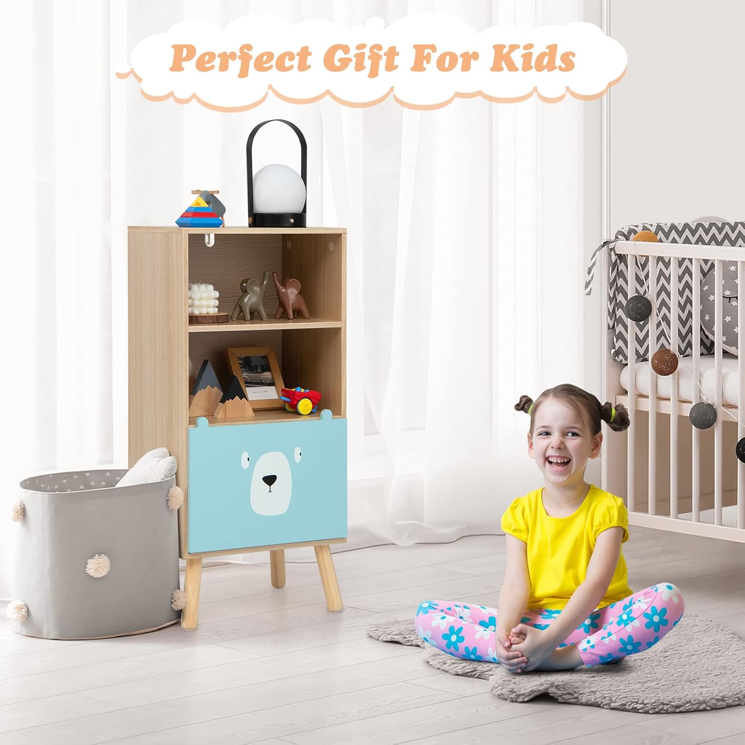 OLAKIDS Kids Bookcase Toy Storage Organizer Wooden Bookshelf for Toddlers Classroom Nursery Playroom