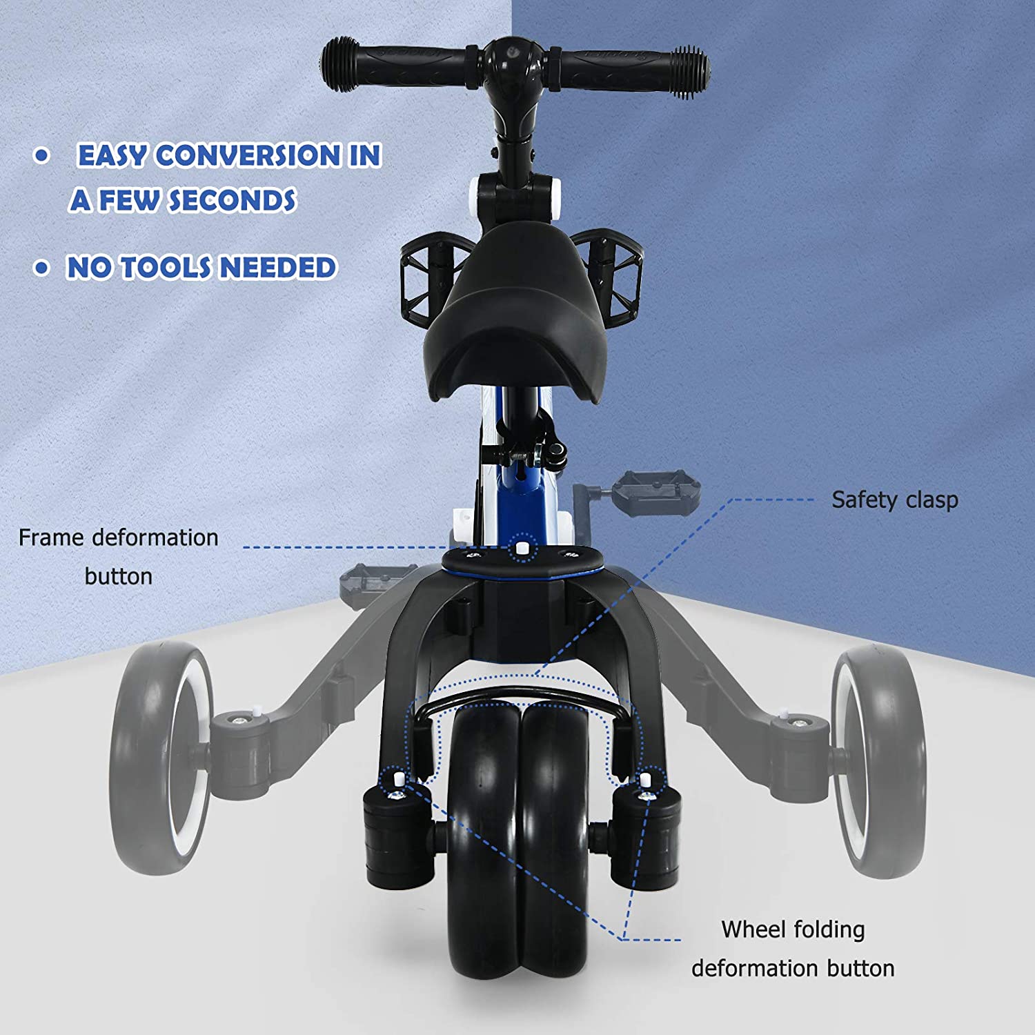 Kids 3 Wheels Tricycles  Wheels with Detachable Pedal OLAKIDS