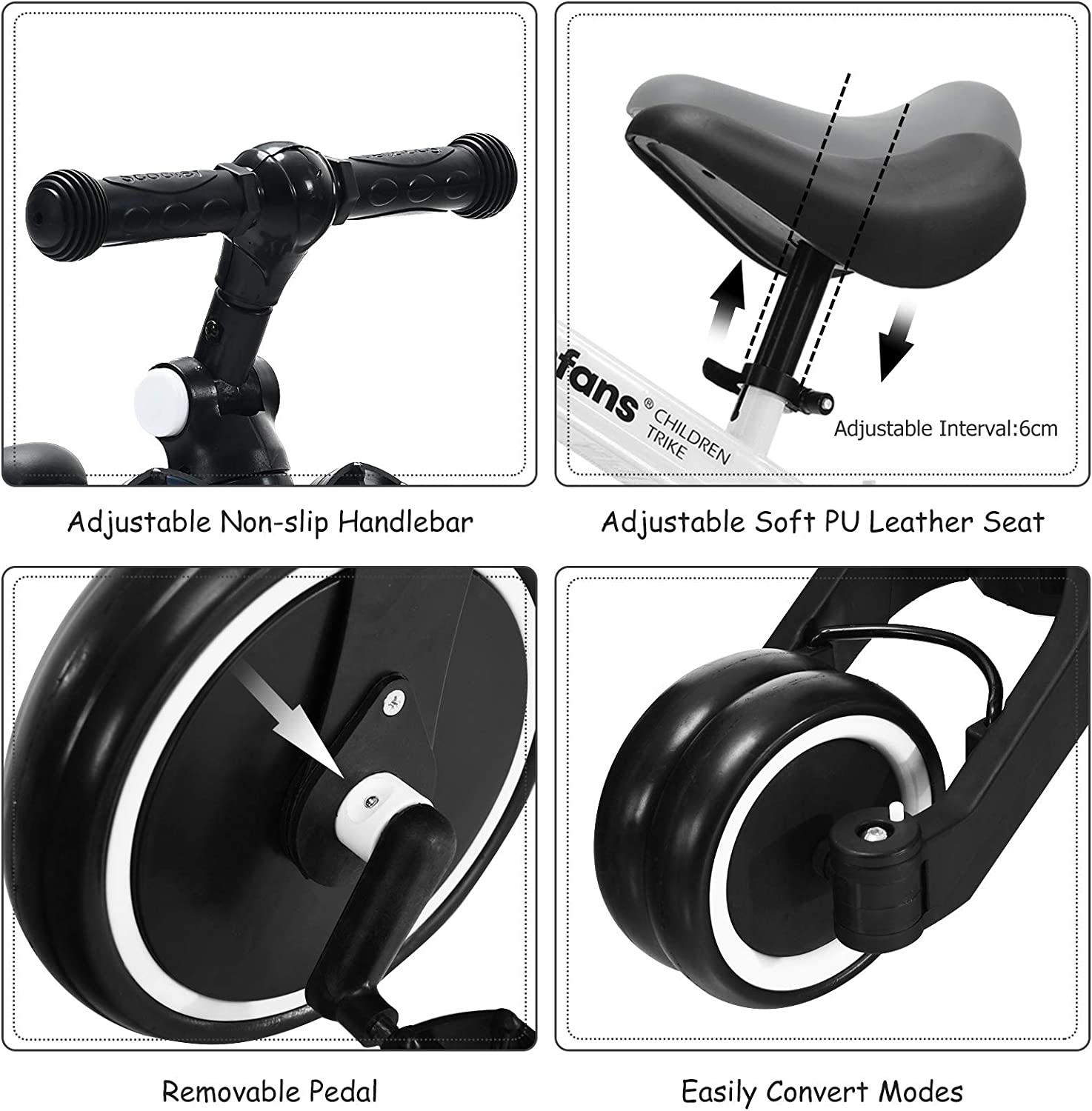 Kids 3 Wheels Tricycles  Wheels with Detachable Pedal OLAKIDS