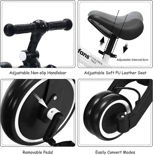 Kids 3 Wheels Tricycles  Wheels with Detachable Pedal OLAKIDS