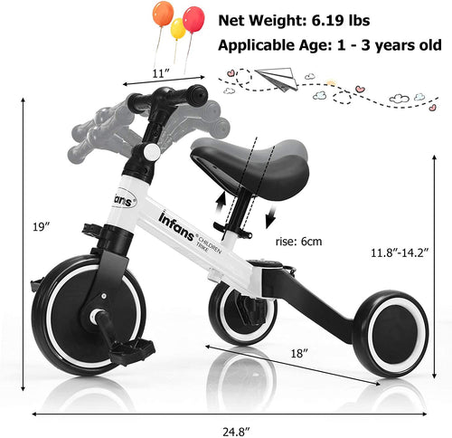 Kids 3 Wheels Tricycles  Wheels with Detachable Pedal OLAKIDS