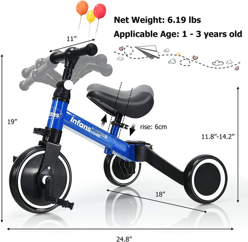 Kids 3 Wheels Tricycles  Wheels with Detachable Pedal OLAKIDS