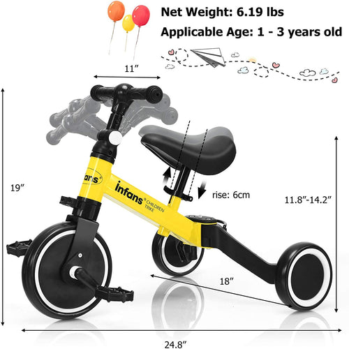 Kids 3 Wheels Tricycles  Wheels with Detachable Pedal OLAKIDS