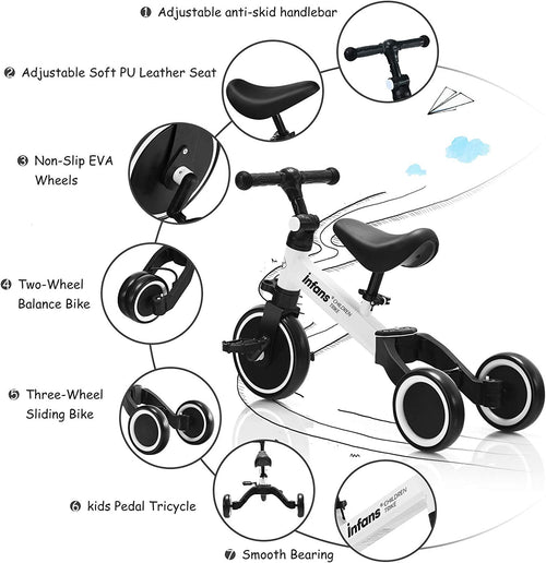 Kids 3 Wheels Tricycles  Wheels with Detachable Pedal OLAKIDS