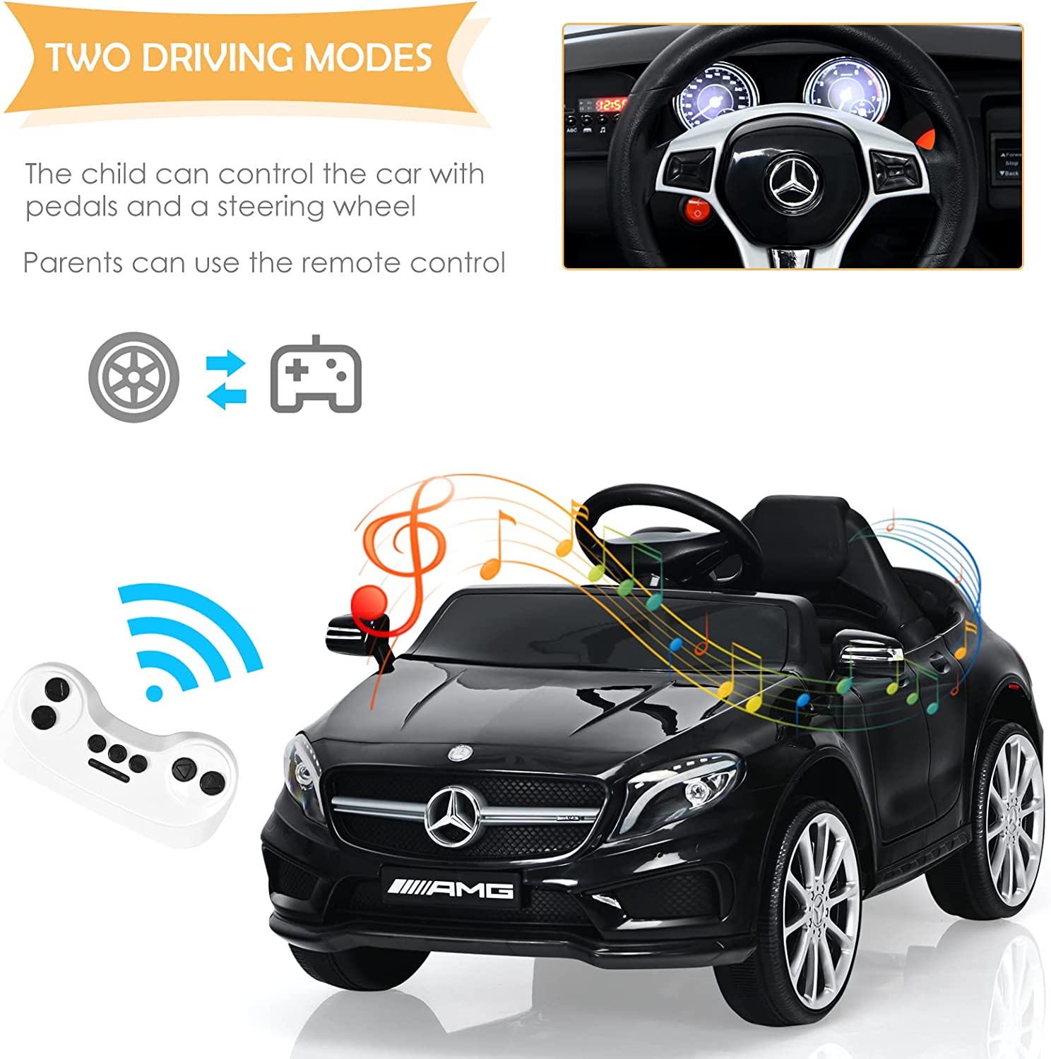 gas pedal nl auto OLAKIDS 12V Electric Kids Ride On Car Licensed Mercedes Benz SL500 Toy Car Pink
