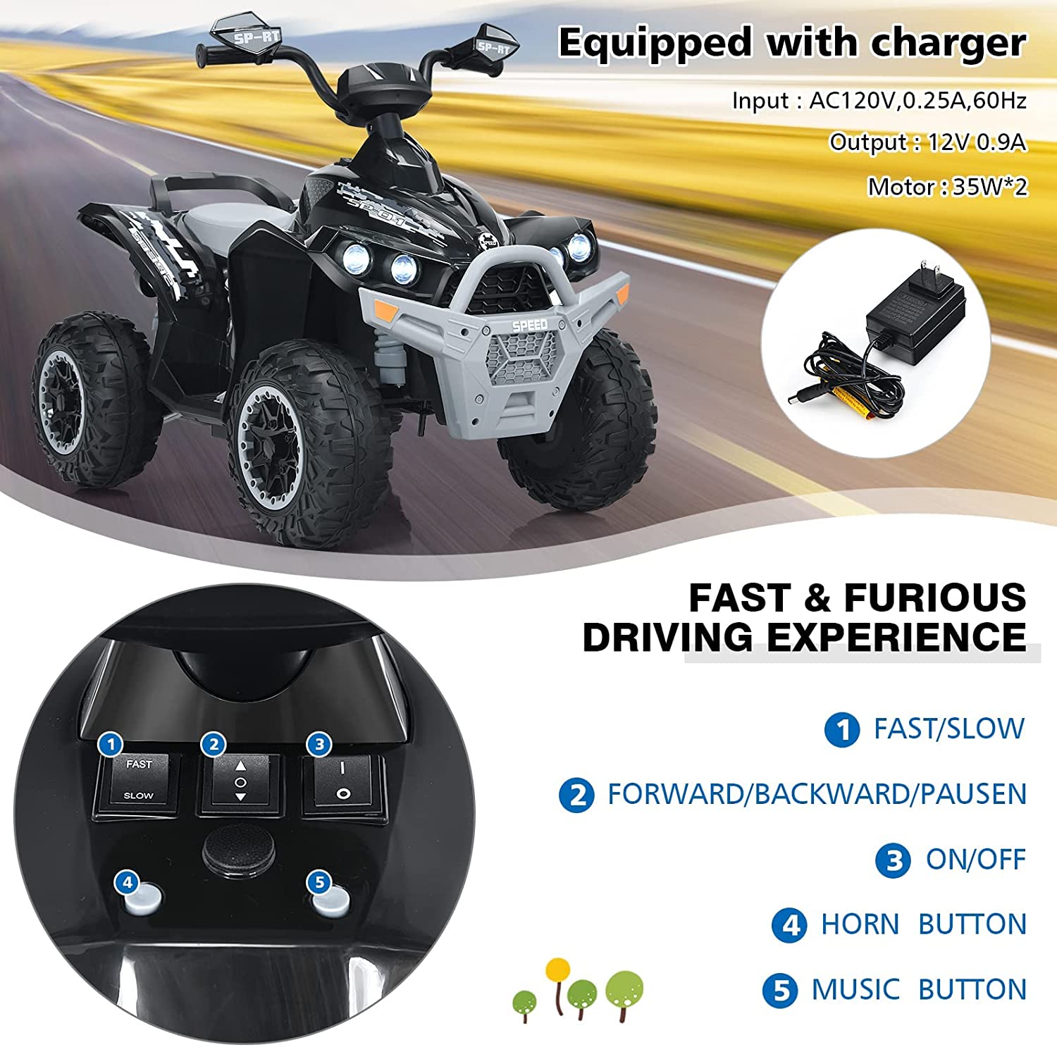 2-in-1 Electric Tractor with Detachable Trailer OLAKIDS