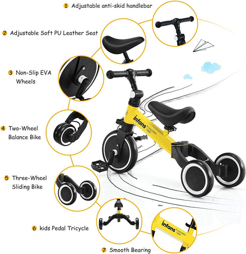 Kids 3 Wheels Tricycles  Wheels with Detachable Pedal OLAKIDS