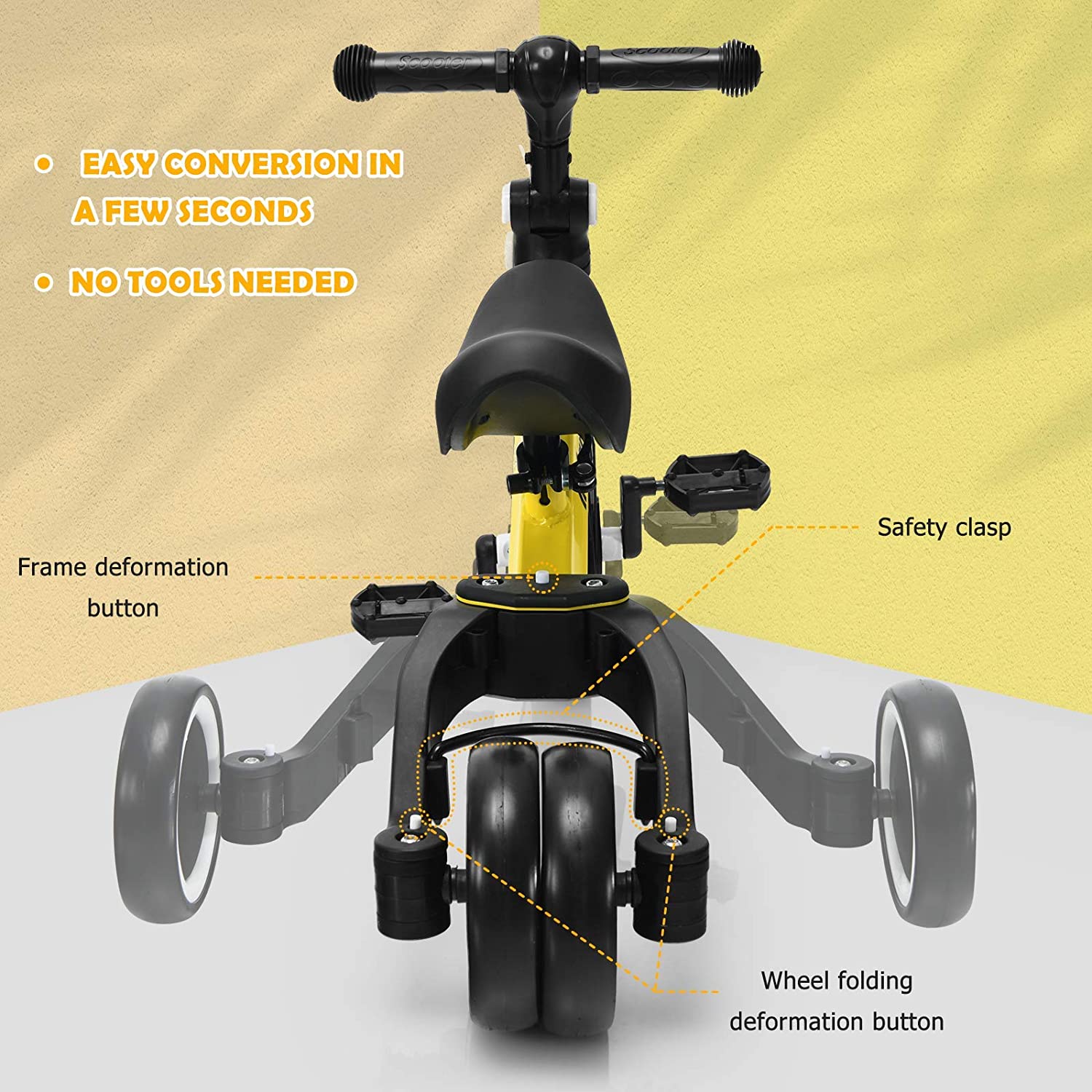 Kids 3 Wheels Tricycles  Wheels with Detachable Pedal OLAKIDS
