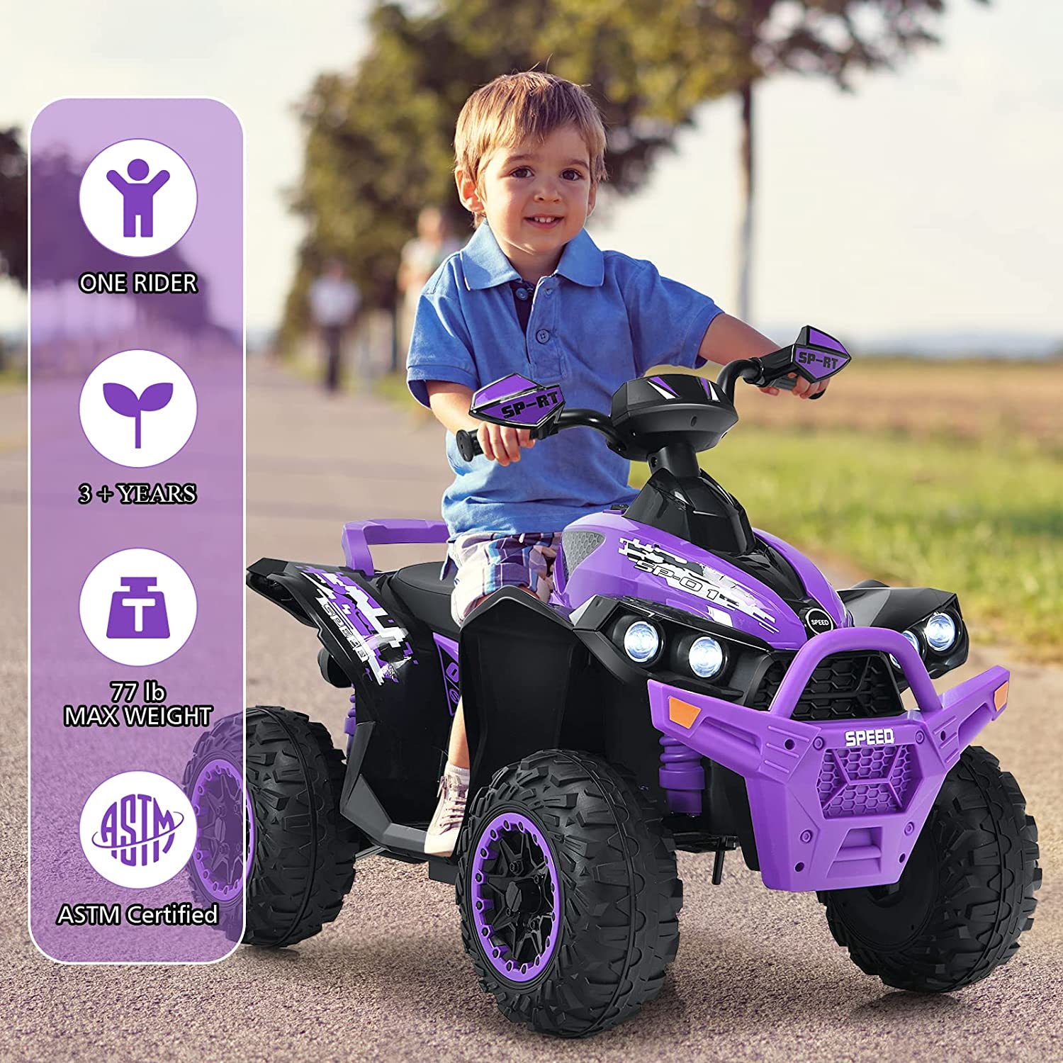 OLAKIDS Kids Ride on ATV, 12V 4 Wheeler Quad Toy Vehicle, Electric Ride on Toy, Battery Powered Wheels Car