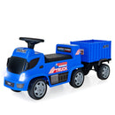 OLAKIDS Kids Ride On Push Car, 2 in 1 Foot-to-Floor Sliding Truck with Detachable Trailer, Steering Wheel, Headlights, Music, Alarm Sound, Toy Walker Gift for Toddlers Age 1.5-3 Boys Girls OLAKIDS