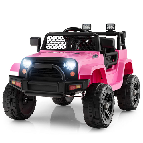 12V Electric Vehicle Car with Remote Control, Toddlers Battery Powered Toy with 2 Speeds, Spring Suspension OLAKIDS