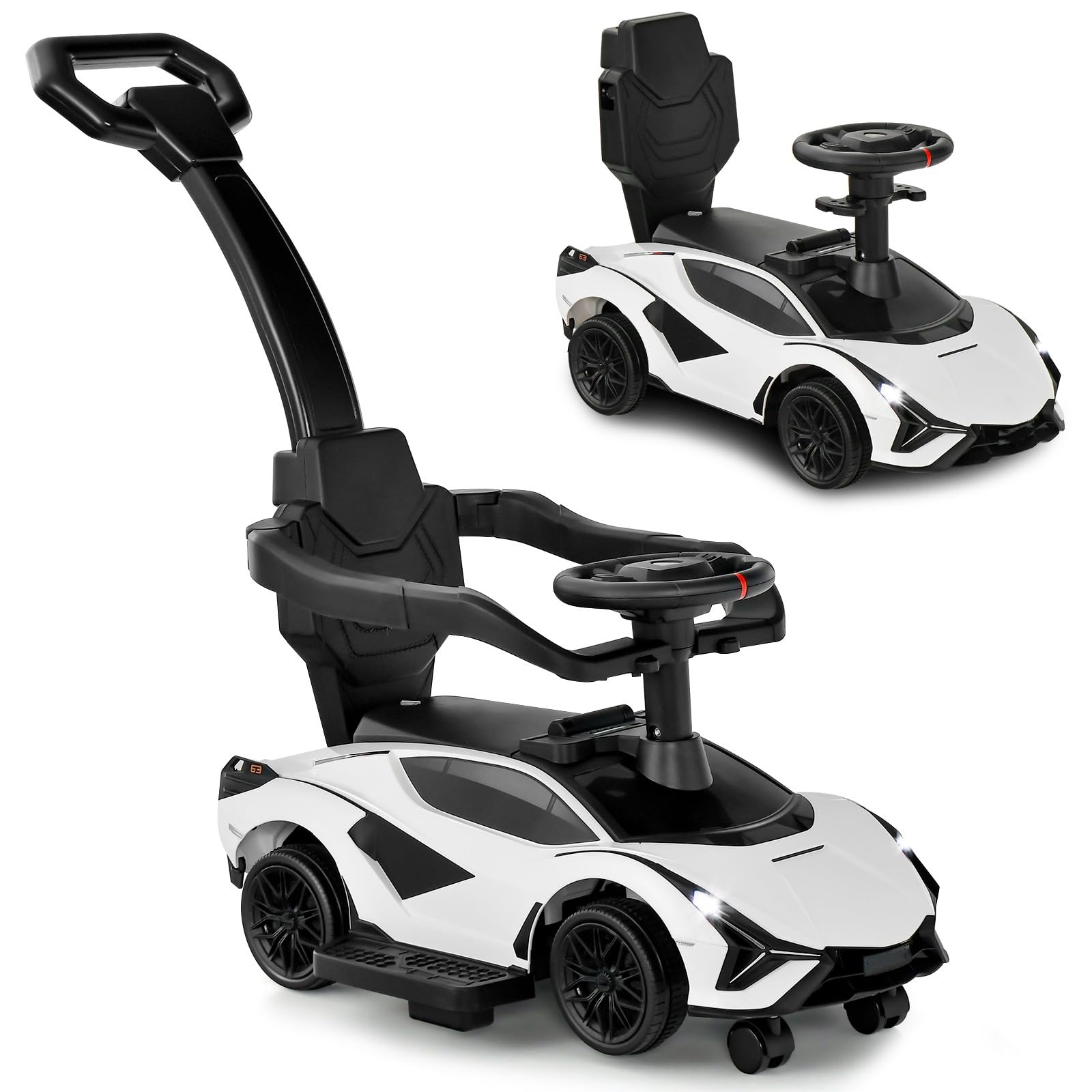 OLAKIDS 3 in 1 Ride on Push Car, Licensed Lamborghini Baby Stroller Sl