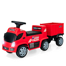 OLAKIDS Kids Ride On Push Car, 2 in 1 Foot-to-Floor Sliding Truck with Detachable Trailer, Steering Wheel, Headlights, Music, Alarm Sound, Toy Walker Gift for Toddlers Age 1.5-3 Boys Girls OLAKIDS