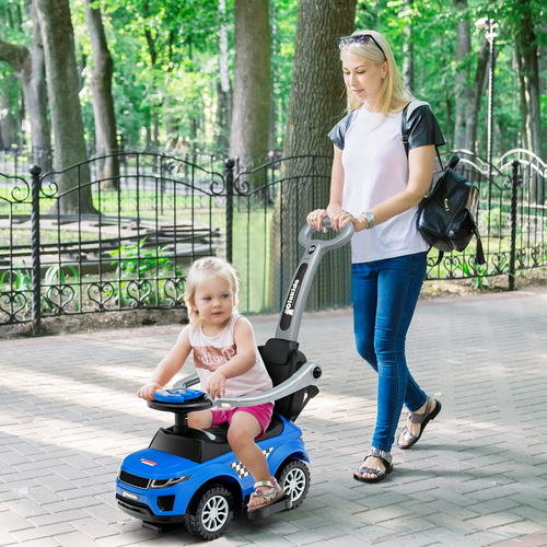 OLAKIDS 4 in 1 Ride on Push Car, Toddlers Stroller Sliding Walking Toy with Horn, Music, Lights, Removable Guardrails and Handle OLAKIDS