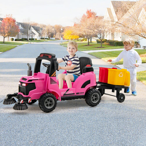 OLAKIDS Ride on Car, 12V 2 in 1 Kids Street Sweeper Truck Electric Vehicle with Remote Control