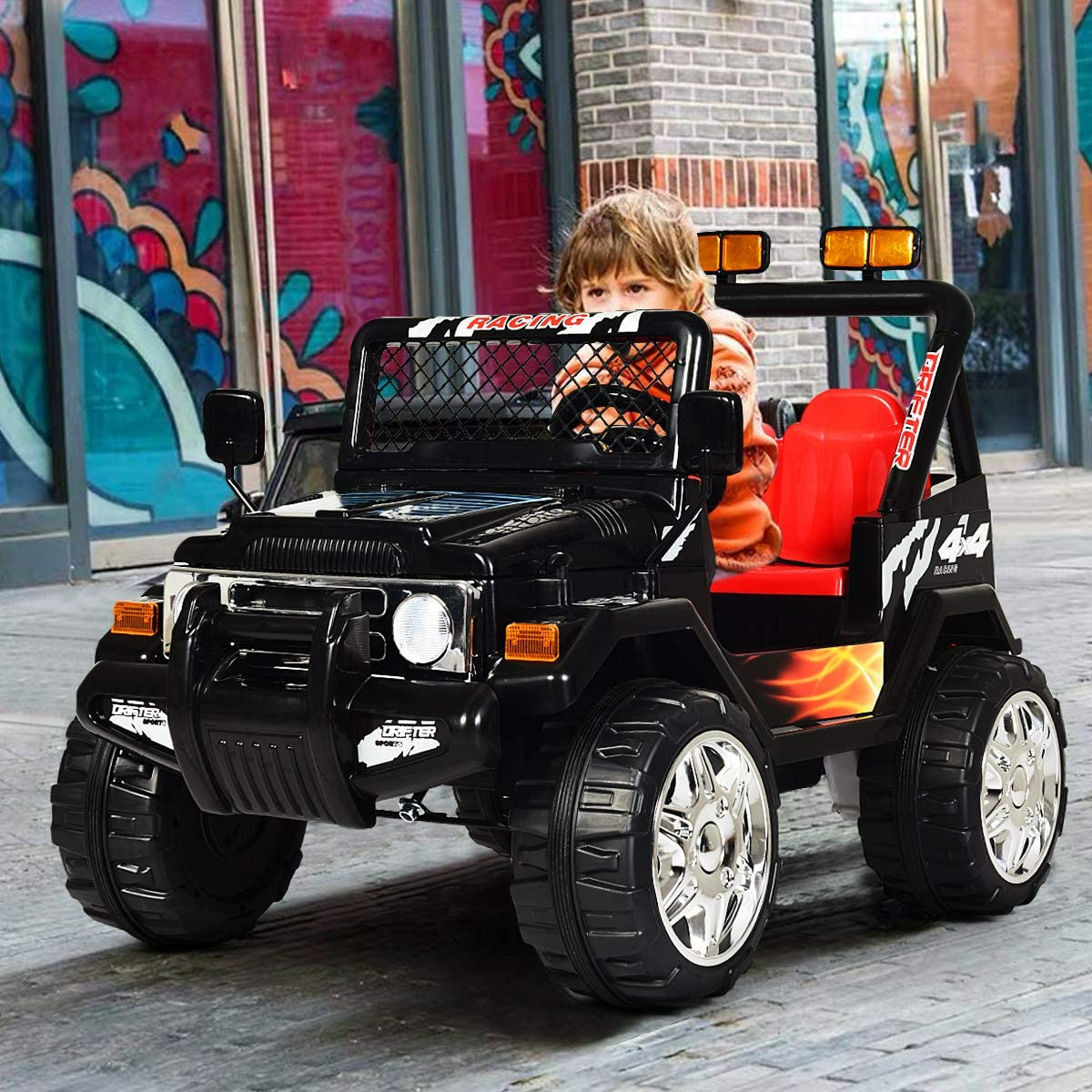 OLAKIDS Kids Ride on Car Truck with Remote Control,12V Battery Powered Electric Cars for Kids w/3 Speeds