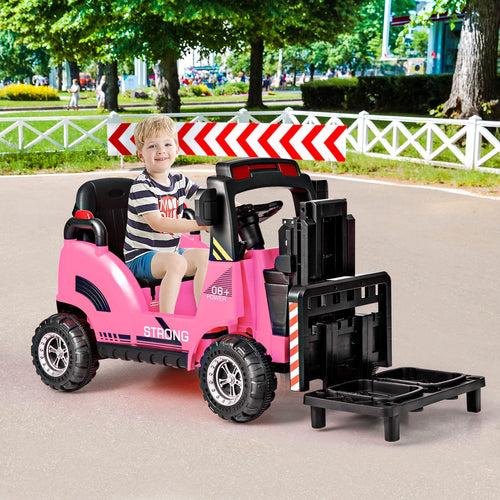 OLAKIDS Ride on Forklift, 12V Kids Electric Vehicle Construction Truck with Remote Control, Liftable Fork and Pallet