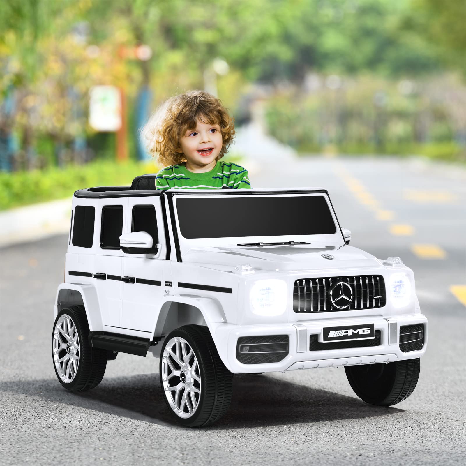 OLAKIDS 12V Kids Ride On Car, Licensed Mercedes Benz G63 Electric Vehicle with Remote Control, Double Open Doors, Music, Bluetooth, 2 Speeds, Wheels Suspension, Battery Powered Driving Toy OLAKIDS