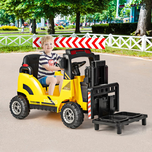 OLAKIDS Ride on Forklift, 12V Kids Electric Vehicle Construction Truck with Remote Control, Liftable Fork and Pallet