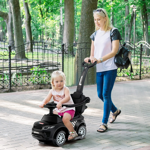 OLAKIDS 4 in 1 Ride on Push Car, Toddlers Stroller Sliding Walking Toy with Horn, Music, Lights, Removable Guardrails and Handle OLAKIDS