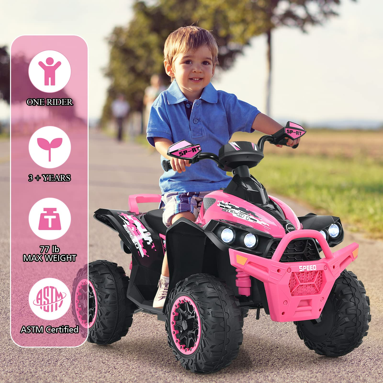 OLAKIDS Ride On ATV, 12V 4 Wheeler Battery Powered Toy Car for Toddlers OLAKIDS