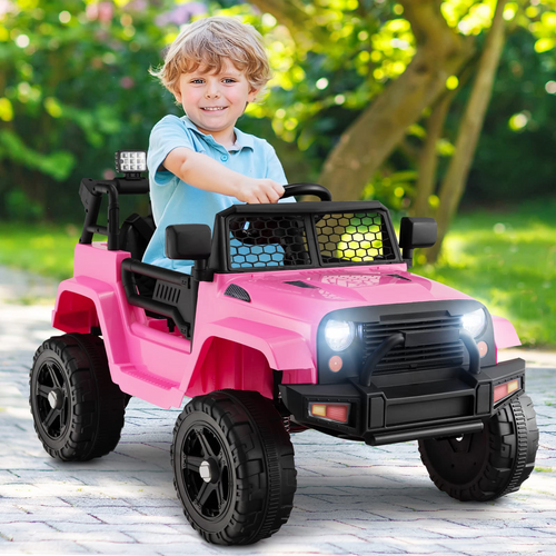 12V Electric Vehicle Car with Remote Control, Toddlers Battery Powered Toy with 2 Speeds, Spring Suspension OLAKIDS