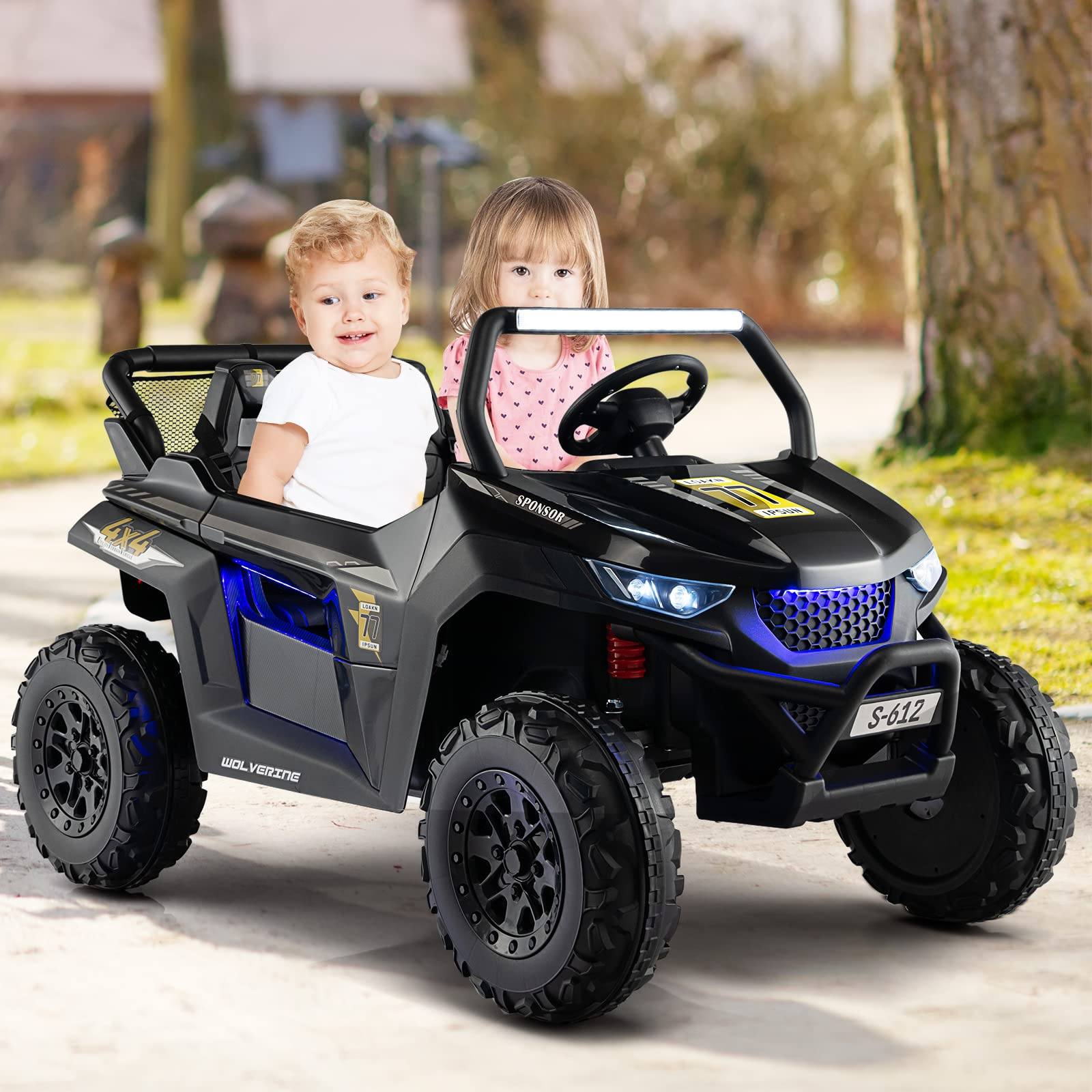 OLAKIDS 2 Seater Kids Ride on Car, 12V Electric Truck UTV with Remote Control