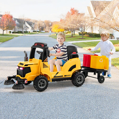 OLAKIDS Ride on Car, 12V 2 in 1 Kids Street Sweeper Truck Electric Vehicle with Remote Control