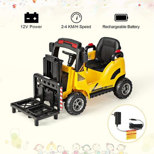 OLAKIDS Ride on Forklift, 12V Kids Electric Vehicle Construction Truck with Remote Control, Liftable Fork and Pallet