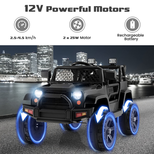 12V Electric Vehicle Car with Remote Control, Toddlers Battery Powered Toy with 2 Speeds, Spring Suspension OLAKIDS