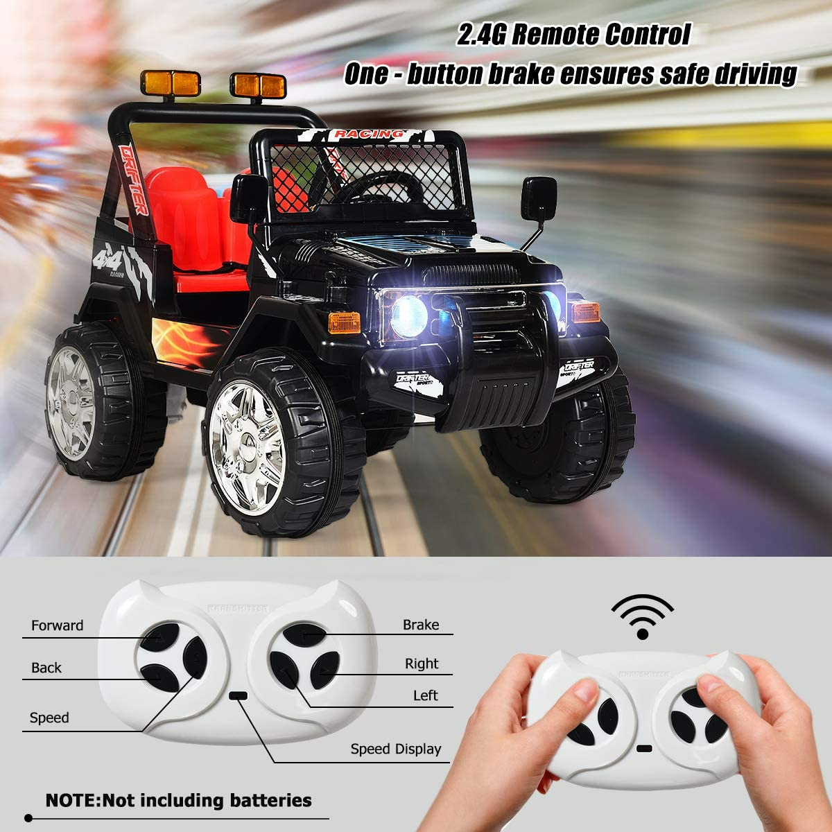 OLAKIDS Kids Ride on Car Truck with Remote Control,12V Battery Powered Electric Cars for Kids w/3 Speeds OLAKIDS