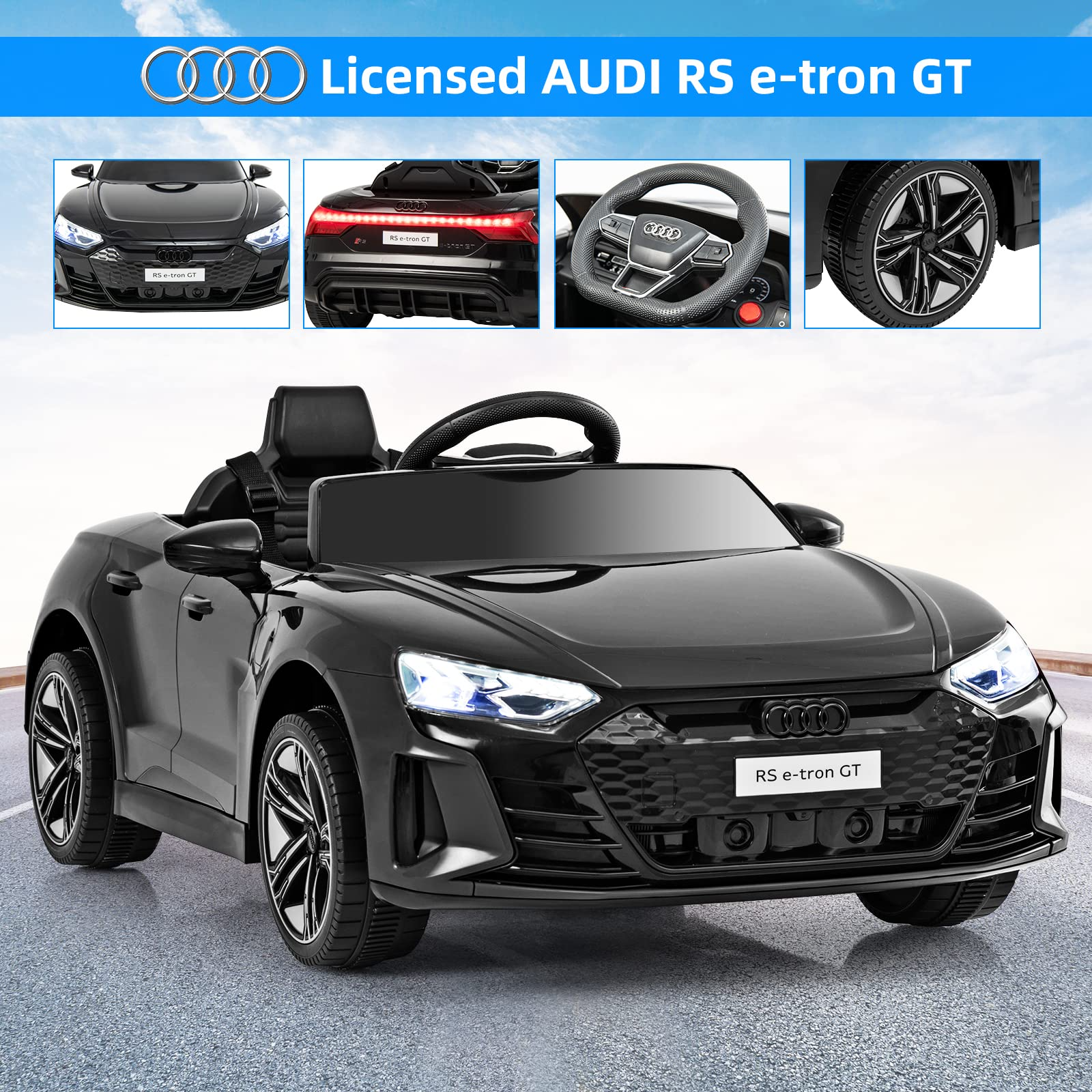 OLAKIDS 12V Kids Ride On Car, Licensed Audi RS e-tron GT Electric Vehicle with Remote Control OLAKIDS